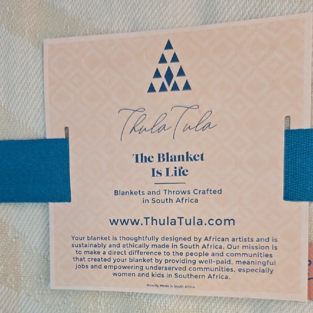 NWT  Thula Tula Ivory African Zebra  Fringe Throw Blanket